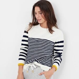 Joules Seaport Chenille Sweater in Cream Navy Stripe